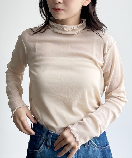 CPCM(シーピーシーエム)の「パワーネットインナーメロータートル(Tシャツ/カットソー・レディース・ブラック/ブラウン/イエロー/オレンジ/ナチュラル・FREE)」の6枚目の写真
