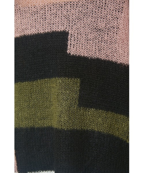 LAGUA GEM(ラグアジェム)の「COLOR BLOCK LG KNIT カラーブロックロングニット(ニット/セーター・レディース・ブルー/カーキ・FREE)」の11枚目の写真