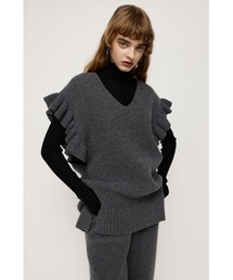 SLY | WOOL ARM FRILL V/N RIB VEST ウール アームフリル Vネック リブベスト(ベスト)