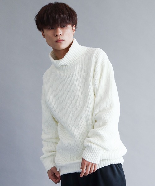CRAFT STANDARD BOUTIQUE（クラフトスタンダードブティック）の「モール畔編みタートルネックニット（ニット/セーター・レディース・オフホワイト/ブルーグリーン/グレイッシュベージュ/ブラック・M/L/LL）」の2枚目の写真