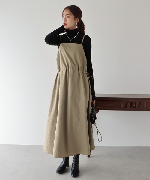 BLUEEAST(ブルーイースト)の「ミリタリーナイロンジャンスカ(ワンピース・レディース・ベージュ/ブラック/チャコールグレー・MEDIUM)」の1枚目の写真