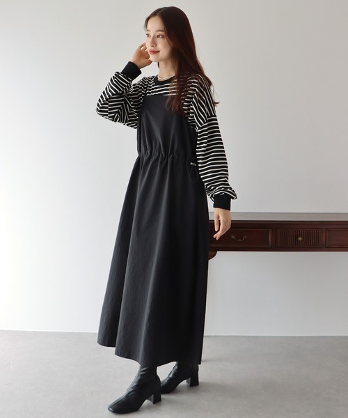 BLUEEAST(ブルーイースト)の「ミリタリーナイロンジャンスカ(ワンピース・レディース・ベージュ/ブラック/チャコールグレー・MEDIUM)」の8枚目の写真