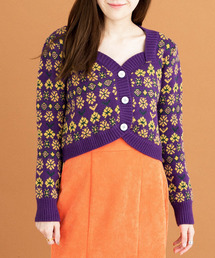 レトロフラワーショートカーディガン