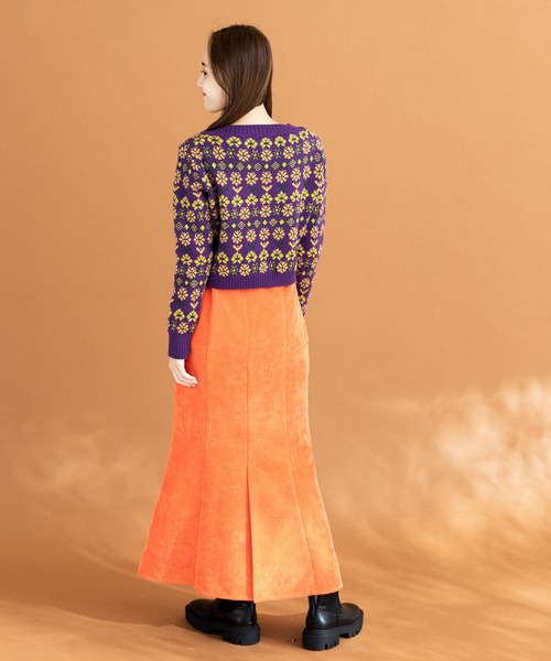 HEYUMM（ヘユム）の「レトロフラワーショートカーディガン（カーディガン/ボレロ・レディース・グリーン/オフホワイト/パープル・ONE）」の8枚目の写真