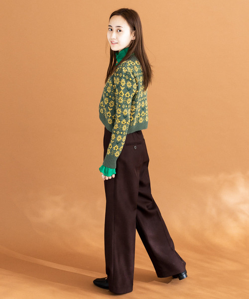 HEYUMM（ヘユム）の「レトロフラワーショートカーディガン（カーディガン/ボレロ・レディース・グリーン/オフホワイト/パープル・ONE）」の12枚目の写真