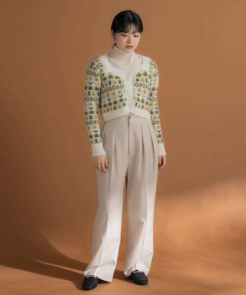 HEYUMM（ヘユム）の「レトロフラワーショートカーディガン（カーディガン/ボレロ・レディース・グリーン/オフホワイト/パープル・ONE）」の17枚目の写真