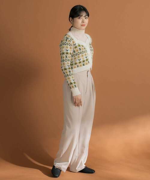 HEYUMM（ヘユム）の「レトロフラワーショートカーディガン（カーディガン/ボレロ・レディース・グリーン/オフホワイト/パープル・ONE）」の18枚目の写真