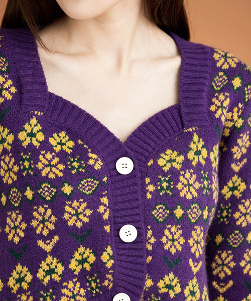 HEYUMM（ヘユム）の「レトロフラワーショートカーディガン（カーディガン/ボレロ・レディース・グリーン/オフホワイト/パープル・ONE）」の20枚目の写真