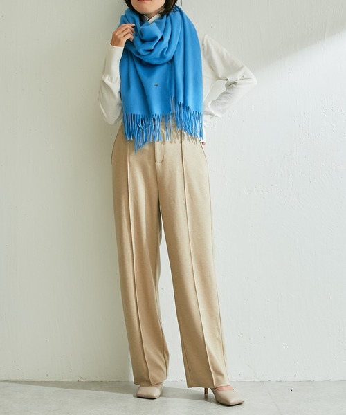 COLLAGE GALLARDAGALANTE（コラージュガリャルダガランテ）の「圧縮ワイドパンツ（スラックス・レディース・ホワイト/チャコールグレー/ベージュ・1/0）」の5枚目の写真