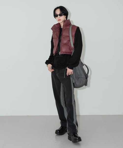 FOLLOWIN（フォロウィン）の「【UNISEX】サイドライングラデーションブラックワイドパンツ（デニムパンツ・レディース・ブラック・MEDIUM/LARGE/SMALL）」の5枚目の写真