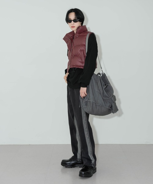 セール】【UNISEX】サイドライングラデーションブラックワイド