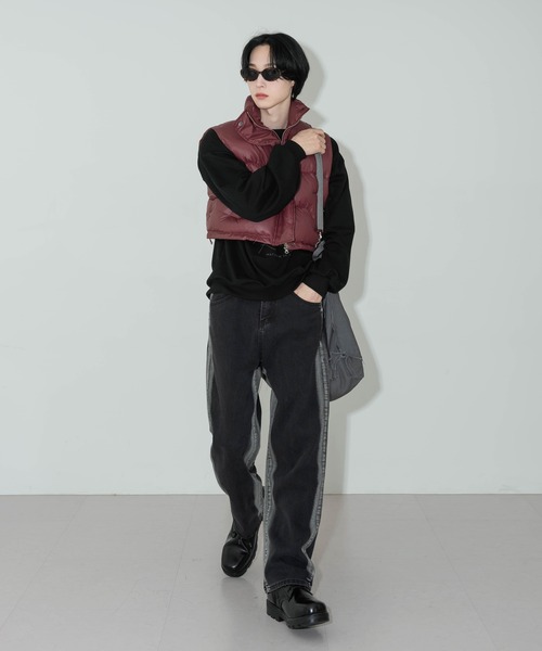 FOLLOWIN（フォロウィン）の「【UNISEX】サイドライングラデーションブラックワイドパンツ（デニムパンツ・レディース・ブラック・MEDIUM/LARGE/SMALL）」の10枚目の写真