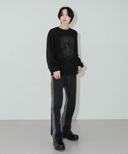 FOLLOWIN（フォロウィン）の「【UNISEX】サイドライングラデーションブラックワイドパンツ（デニムパンツ・レディース・ブラック・MEDIUM/LARGE/SMALL）」の12枚目の写真