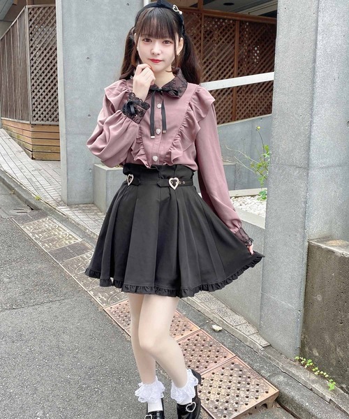 ROJITA（ロジータ）の「ハートビジュバックルフレアスカート（スカート・レディース・ブラック/ピンク・FREE）」の4枚目の写真