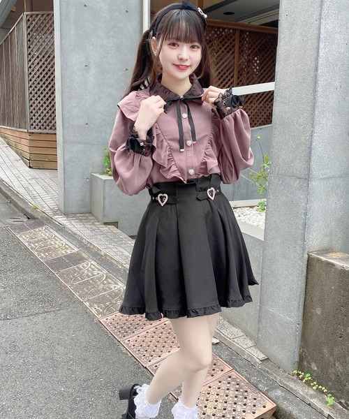 ROJITA（ロジータ）の「ハートビジュバックルフレアスカート（スカート・レディース・ブラック/ピンク・FREE）」の6枚目の写真