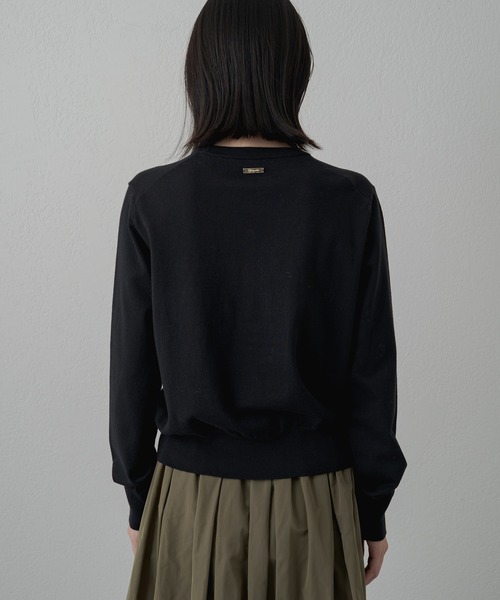 ラウンジドレス　長袖ニット　WOOLクルーニット　グリーン ラウンジドレス 長袖ニット WOOLクルーニット グリーン