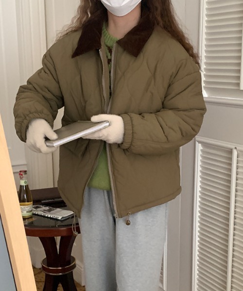 almo（アルモ）の「配色カラーキルティングコート(le)（ステンカラーコート・レディース・オフホワイト/ブラック/カーキ/ベージュ・FREE）」の12枚目の写真