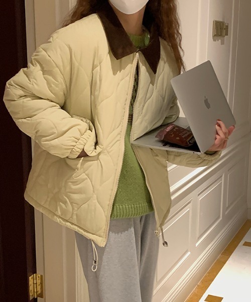 almo（アルモ）の「配色カラーキルティングコート(le)（ステンカラーコート・レディース・オフホワイト/ブラック/カーキ/ベージュ・FREE）」の18枚目の写真