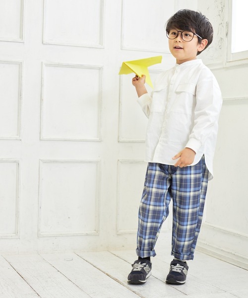 MAKE YOUR DAY（メイクユアデイ）の「バンドカラーシャツ■80～140cm（シャツ/ブラウス・キッズ・オリーブ/オフホワイト/ブルー/ベージュ・90/100/120/130/140/80/110）」の17枚目の写真