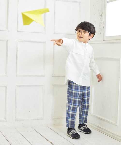 MAKE YOUR DAY（メイクユアデイ）の「バンドカラーシャツ■80～140cm（シャツ/ブラウス・キッズ・オリーブ/オフホワイト/ブルー/ベージュ・90/100/120/130/140/80/110）」の18枚目の写真