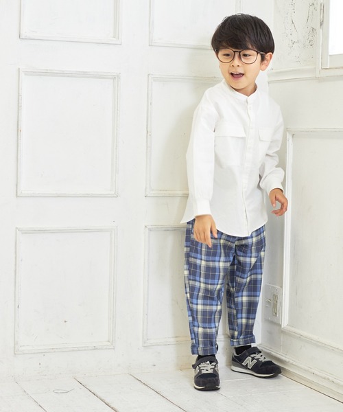 MAKE YOUR DAY（メイクユアデイ）の「バンドカラーシャツ■80～140cm（シャツ/ブラウス・キッズ・オリーブ/オフホワイト/ブルー/ベージュ・90/100/120/130/140/80/110）」の19枚目の写真
