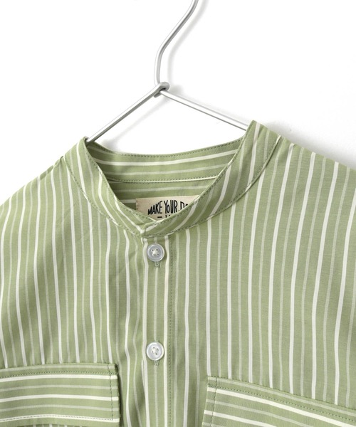 MAKE YOUR DAY（メイクユアデイ）の「バンドカラーシャツ■80～140cm（シャツ/ブラウス・キッズ・オリーブ/オフホワイト/ブルー/ベージュ・90/100/120/130/140/80/110）」の11枚目の写真