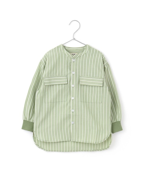 MAKE YOUR DAY（メイクユアデイ）の「バンドカラーシャツ■80～140cm（シャツ/ブラウス・キッズ・オリーブ/オフホワイト/ブルー/ベージュ・90/100/120/130/140/80/110）」の5枚目の写真