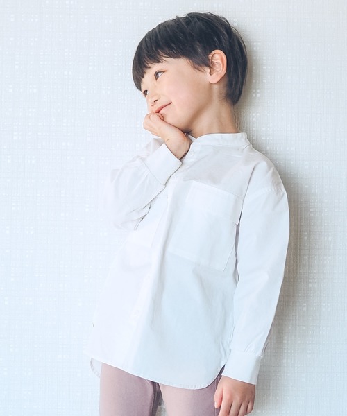 MAKE YOUR DAY（メイクユアデイ）の「バンドカラーシャツ■80～140cm（シャツ/ブラウス・キッズ・オリーブ/オフホワイト/ブルー/ベージュ・90/100/120/130/140/80/110）」の8枚目の写真