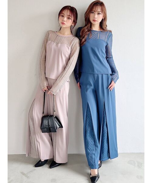 RESEXXY(リゼクシー)の「ハイウエストレースプリーツパンツ【セットアップ着用可能】(その他パンツ・レディース・ピンク/ブラック/ブルー・FREE)」の5枚目の写真