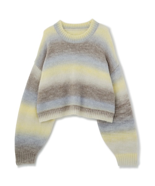 FREE'S MART(フリーズマート)の「グラデーションボーダーチュニックニット(ニット/セーター・レディース・イエロー/ライトグリーン・FREE)」の2枚目の写真