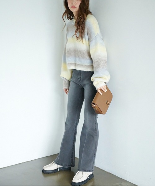 FREE'S MART(フリーズマート)の「グラデーションボーダーチュニックニット(ニット/セーター・レディース・イエロー/ライトグリーン・FREE)」の10枚目の写真