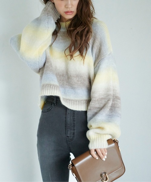 FREE'S MART(フリーズマート)の「グラデーションボーダーチュニックニット(ニット/セーター・レディース・イエロー/ライトグリーン・FREE)」の7枚目の写真