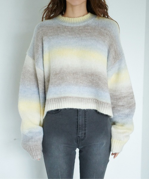 FREE'S MART(フリーズマート)の「グラデーションボーダーチュニックニット(ニット/セーター・レディース・イエロー/ライトグリーン・FREE)」の15枚目の写真