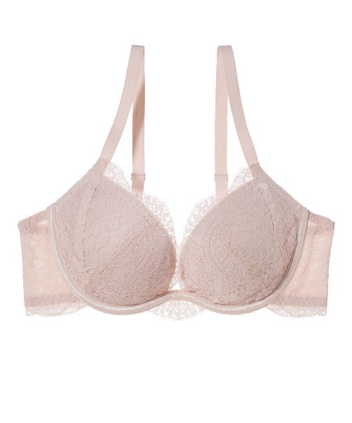 PEACH JOHN（ピーチジョン）の「【かる～い着け心地で痛くなりにくい！ま～るい美胸、ボリュームアップ、やせ見えが叶う！】ま～るく盛れる着やせブラ（ブラジャー・レディース・ラベンダー/ホワイト/ピンク/ボルドー/ブラック/コーラル/グリーン/ベージュ/ネイビー/レッド/ブラウン/ライラック/ブルー・F75/C65/C75/C70/D65/E65/E70/D70/E75/F65/B70/F70/B75/B65/D75）」の4枚目の写真