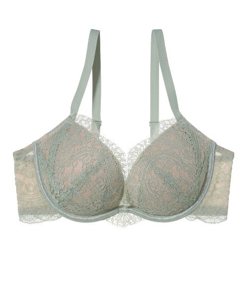 PEACH JOHN（ピーチジョン）の「【かる～い着け心地で痛くなりにくい！ま～るい美胸、ボリュームアップ、やせ見えが叶う！】ま～るく盛れる着やせブラ（ブラジャー・レディース・ラベンダー/ホワイト/ピンク/ボルドー/ブラック/コーラル/グリーン/ベージュ/ネイビー/レッド/ブラウン/ライラック/ブルー・F75/C65/C75/C70/D65/E65/E70/D70/E75/F65/B70/F70/B75/B65/D75）」の5枚目の写真