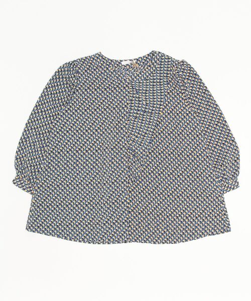 sandy(サンディー)の「sandy/プリントクルーネックフリルブラウス(シャツ/ブラウス・レディース・レッド/ブルー/グリーン/サックスブルー・FREE)」の3枚目の写真