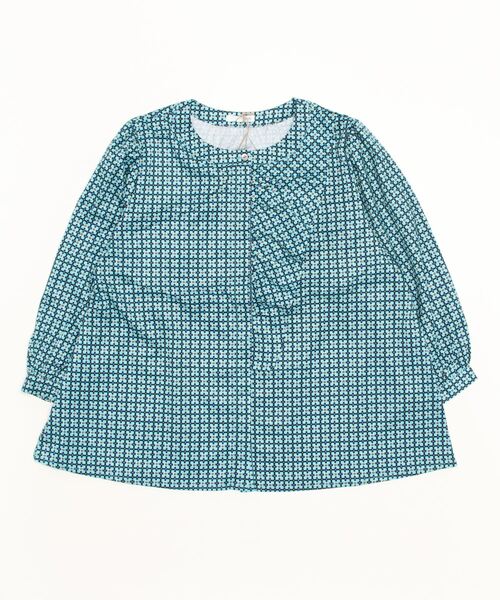 sandy(サンディー)の「sandy/プリントクルーネックフリルブラウス(シャツ/ブラウス・レディース・レッド/ブルー/グリーン/サックスブルー・FREE)」の4枚目の写真