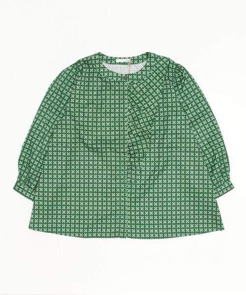 sandy(サンディー)の「sandy/プリントクルーネックフリルブラウス(シャツ/ブラウス・レディース・レッド/ブルー/グリーン/サックスブルー・FREE)」の2枚目の写真