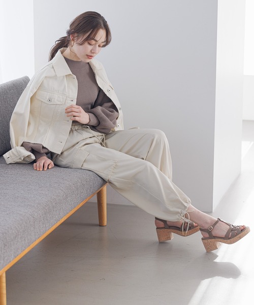 mysty woman（ミスティウーマン）の「ドロストカーゴパンツ 182207（カーゴパンツ・レディース・アイボリー/チャコールグレー/ライトグリーン・FREE）」の6枚目の写真