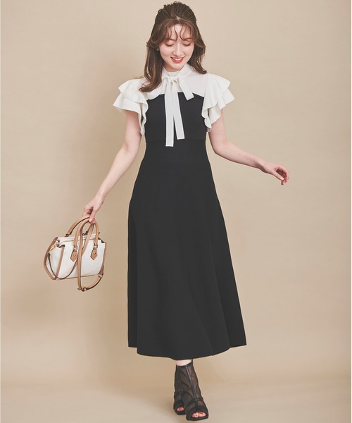 31 Sons de mode（トランテアン　ソン　ドゥ　モード）の「ベア切替フレアニットワンピース（ワンピース・レディース・ラベンダー/ブラック・36）」の3枚目の写真