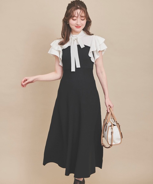 31 Sons de mode（トランテアン　ソン　ドゥ　モード）の「ベア切替フレアニットワンピース（ワンピース・レディース・ラベンダー/ブラック・36）」の9枚目の写真