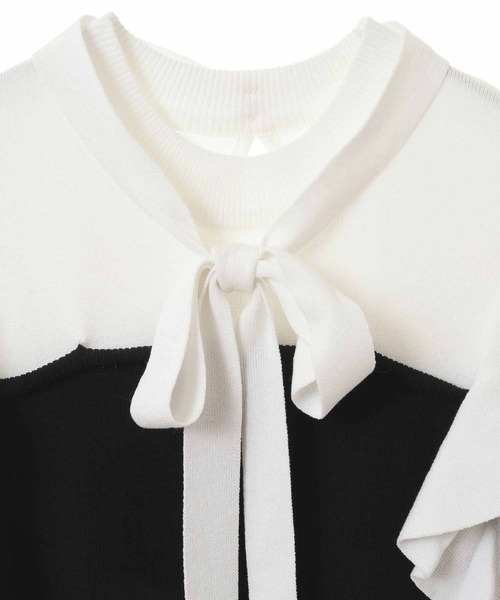 31 Sons de mode（トランテアン　ソン　ドゥ　モード）の「ベア切替フレアニットワンピース（ワンピース・レディース・ラベンダー/ブラック・36）」の10枚目の写真