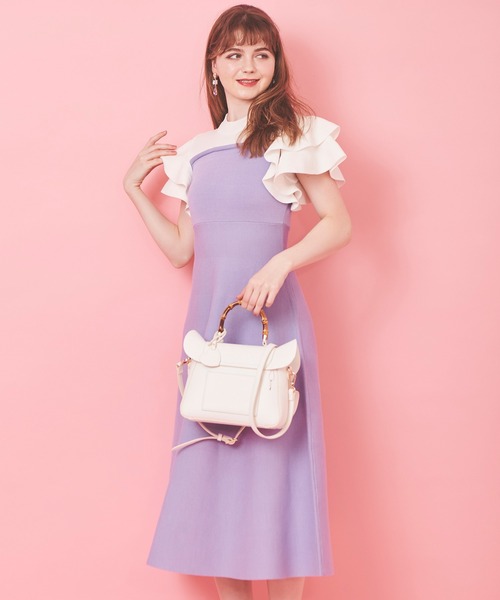 31 Sons de mode（トランテアン　ソン　ドゥ　モード）の「ベア切替フレアニットワンピース（ワンピース・レディース・ラベンダー/ブラック・36）」の18枚目の写真