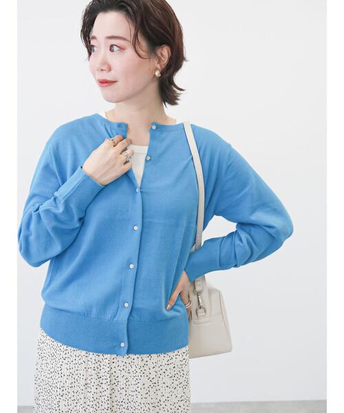 Lugnoncure（ルノンキュール）の「強撚コットンクルーカーディガン（カーディガン/ボレロ・レディース・オフホワイト/イエロー/ブルー/ブラック・ﾌﾘ-）」の5枚目の写真