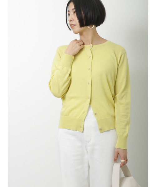 Lugnoncure（ルノンキュール）の「強撚コットンクルーカーディガン（カーディガン/ボレロ・レディース・オフホワイト/イエロー/ブルー/ブラック・ﾌﾘ-）」の4枚目の写真