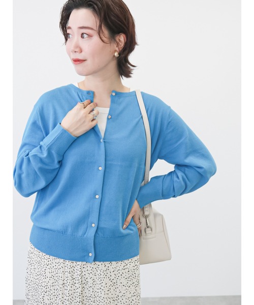 Lugnoncure（ルノンキュール）の「強撚コットンクルーカーディガン（カーディガン/ボレロ・レディース・オフホワイト/イエロー/ブルー/ブラック・ﾌﾘ-）」の3枚目の写真