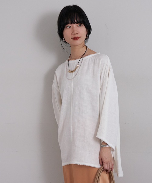 SHENERY（シーナリー）の「フリンジシアーオーバーチュニック（シャツ/ブラウス・レディース・オフホワイト/ベージュ・FREE）」の5枚目の写真