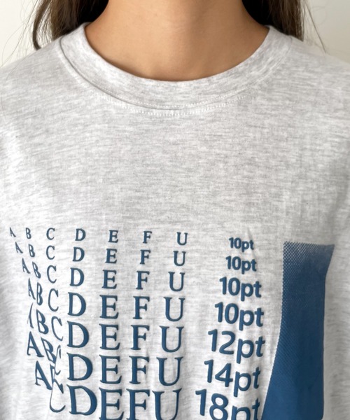 El mar（エルマール）の「El mar(エルマール) "ABCDEFU"プリント半袖Tシャツ（Tシャツ/カットソー・レディース・ブラック/ライトグレー・ONE SIZE）」の7枚目の写真