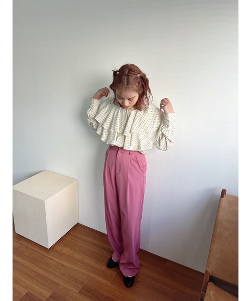 JUMELLE（ジュメロ）の「ケープカラードットブラウス（シャツ/ブラウス・レディース・アイボリー/ブラック・FREE）」の3枚目の写真