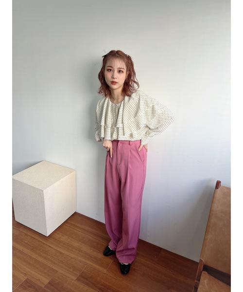 JUMELLE（ジュメロ）の「ケープカラードットブラウス（シャツ/ブラウス・レディース・アイボリー/ブラック・FREE）」の9枚目の写真